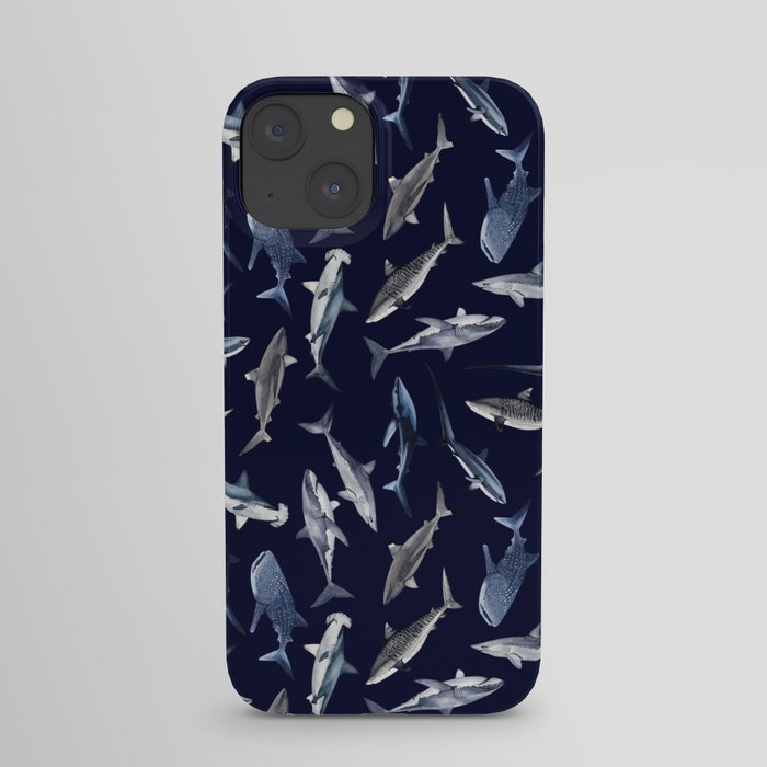 SHARKS PATTERN (NAVY BLUE) iPhone Case