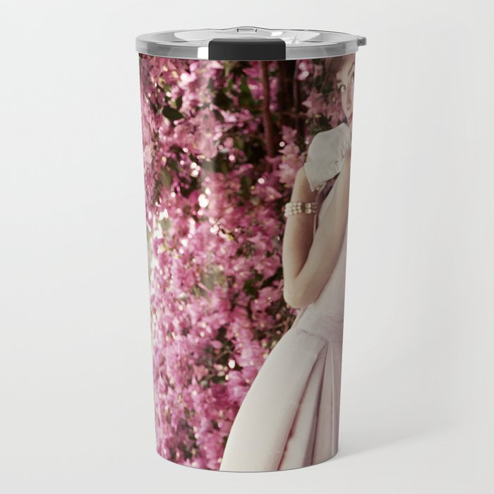 Audrey Hepburn Flowers Travel Mug