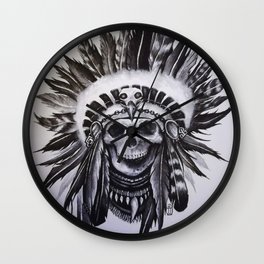 Native American Skull Wall Clock