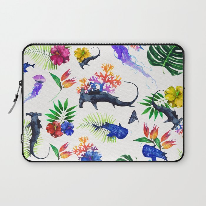 tropical shark pattern Laptop Sleeve