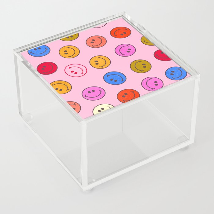 Super Bright Smiley Pattern Acrylic Box