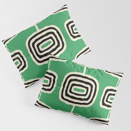 Mid Century Modern Atomic Rings Pattern 237 Black Beige and Green Pillow Sham