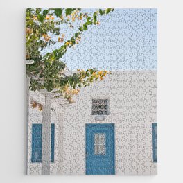 Santorini Oia Blue Door Dream #2 #minimal #wall #decor #art #society6 Jigsaw Puzzle