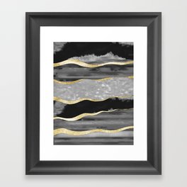 Black Gray White Agate Gold Stripe Glam #1 #gem #decor #art #society6 Framed Art Print