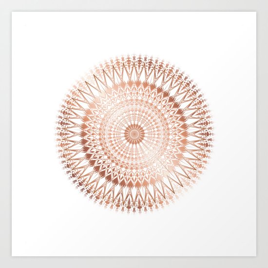 Rose Gold White Mandala Art Print