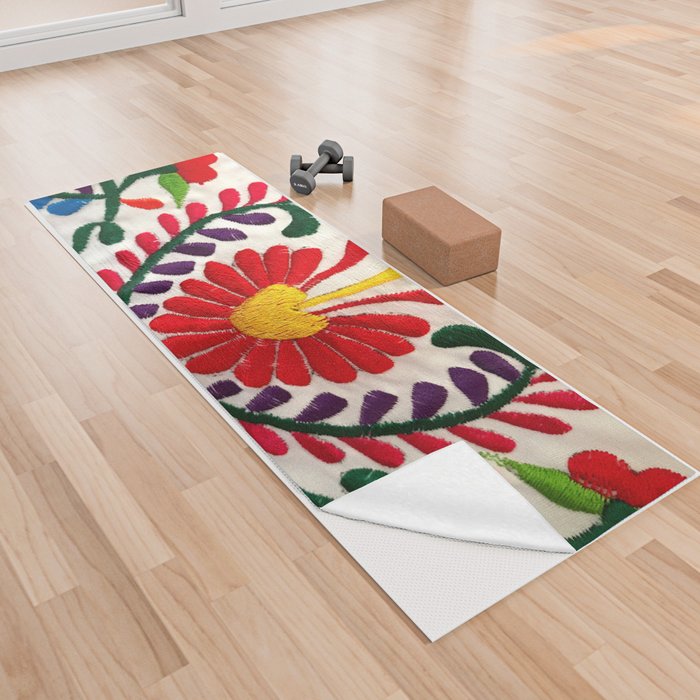 Red Mexican Flower Yoga Towel