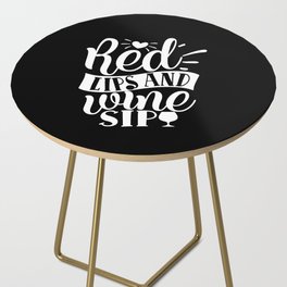 Red Lips And Wine Sip Side Table