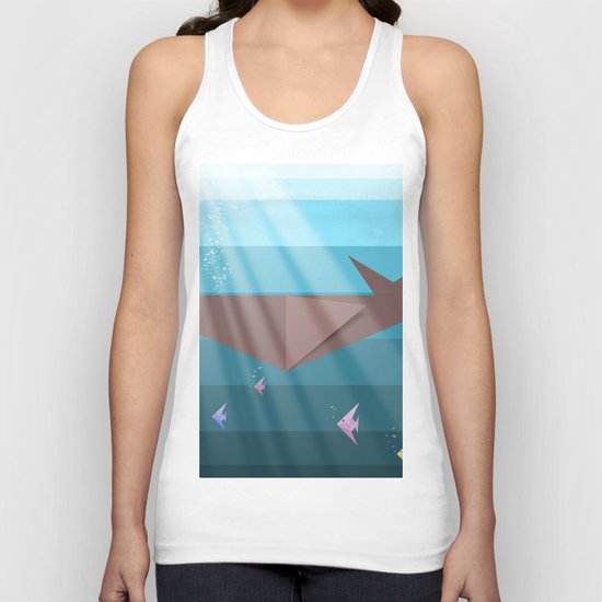 LIVING SEA (origami animals whales) Unisex Tank Top