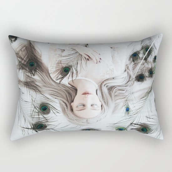 White peacock Rectangular Pillow
