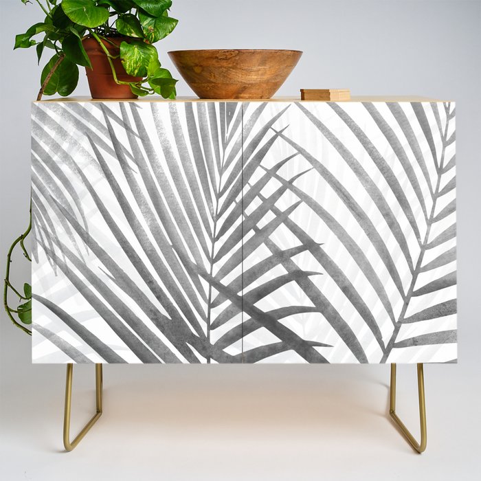 Black and White Tropical Palms Credenza
