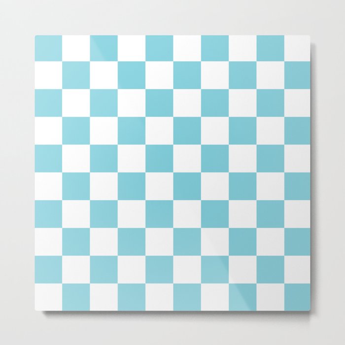 Ocean Blue Checkerboard Pattern Palm Beach Preppy Metal Print