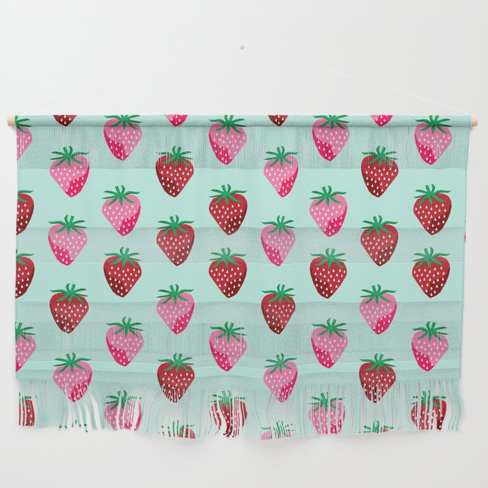 Strawberry Fruit Pattern Mint Watercolor Strawberries Kids Decor