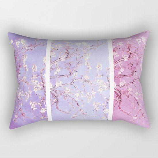 Vincent Van Gogh : Almond Blossoms Lavender Panel Art Rectangular Pillow