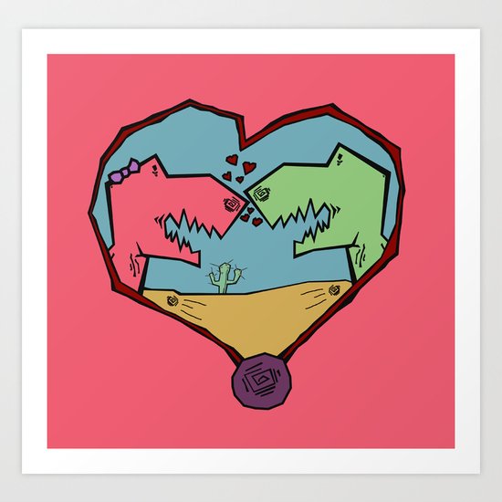 DINO LOVE Art Print