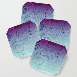 Aqua Purple Ombre Music Notes Coaster
