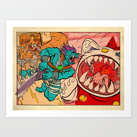 Monster Plus vs Kaiju Kitty Art Print