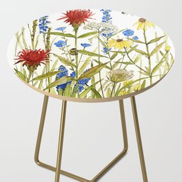 Garden Flower Bees Contemporary Illustration Painting Side Table