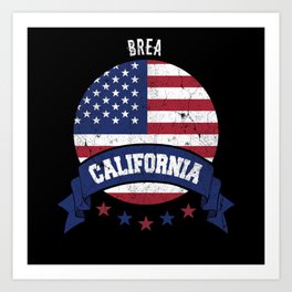 Brea California Art Print | American Flag, Usa Flag Vintage, California, California Ctiy, Usa Flag, Brea, Graphicdesign, America, Brea Usa Flag, California State 