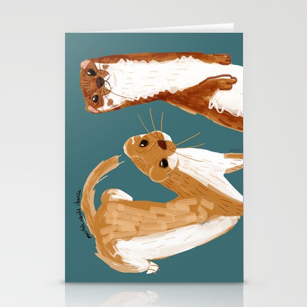 Funny Weasel ( Mustela nivalis ) Stationery Cards