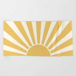 Yellow retro Sun design Beach Towel