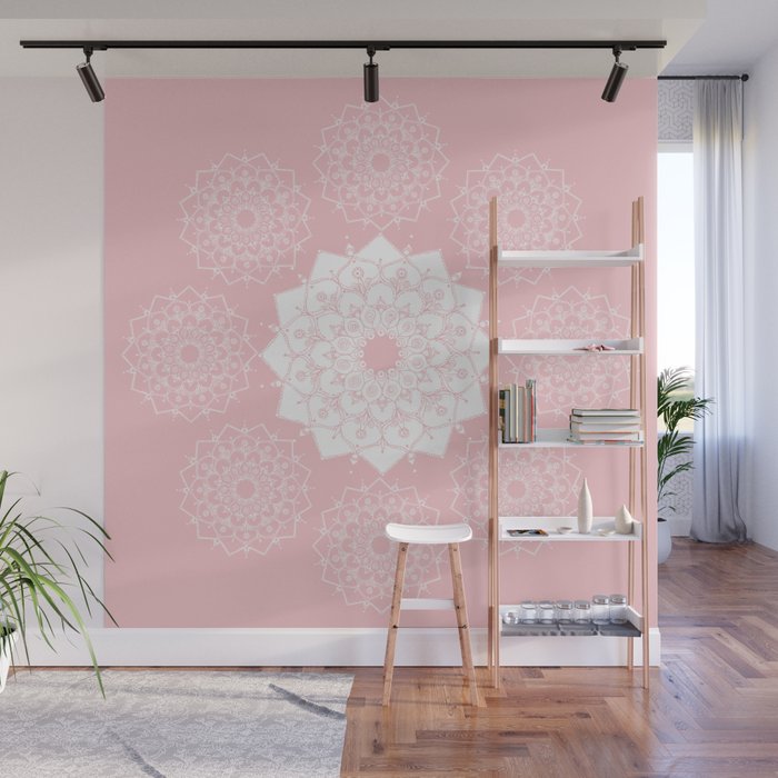 Pink Background Mandala Wall Mural