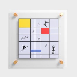 Dancing like Piet Mondrian - Composition with Red, Yellow, and Blue on the light violet background Floating Acrylic Print