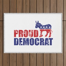 Proud Democrat Donkey Distressed Outdoor Rug