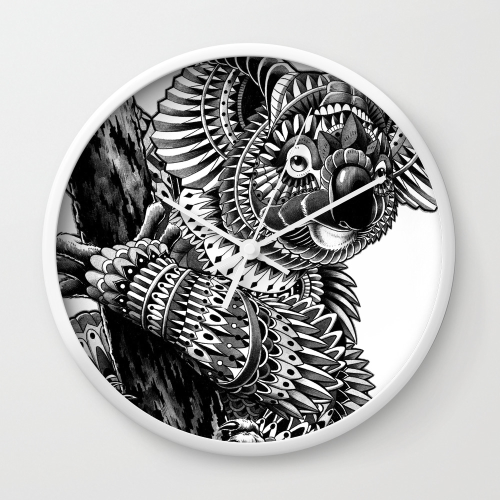 Ornate Koala Wall Clock By Bioworkz Society6