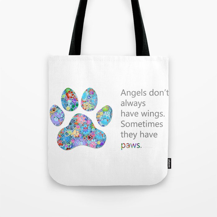 Paw Angels - Whimsical Colorful Dog Paws Art Tote Bag