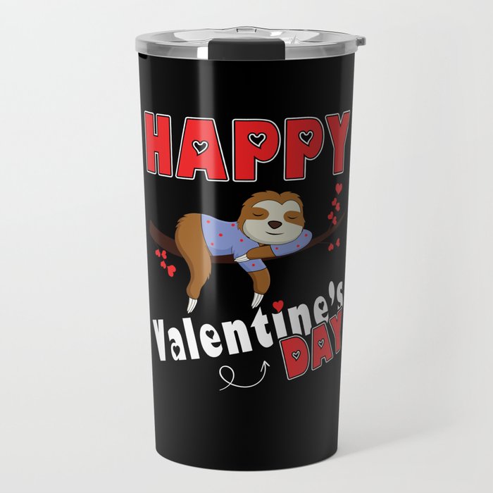 Kawaii Lazy Sloth Animal Hearts Day Valentines Day Travel Mug