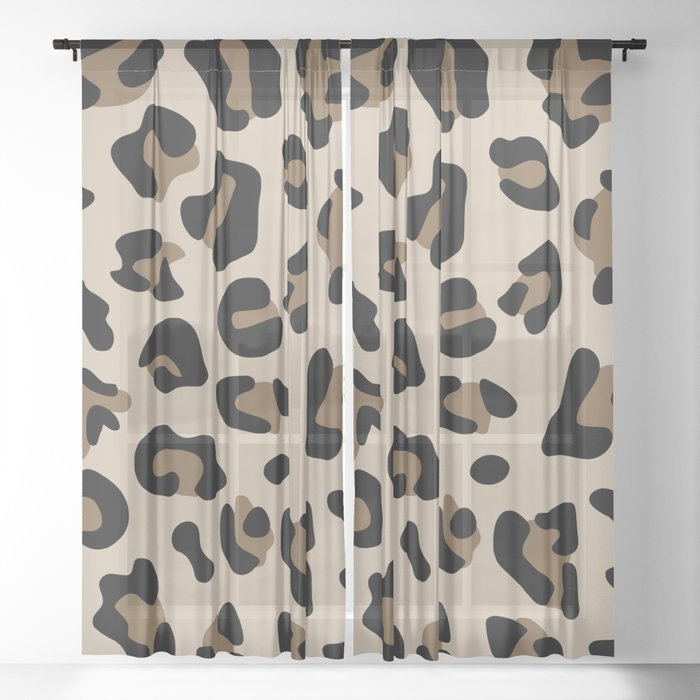 Big Beige and Brown Leopard Spots Sheer Curtain