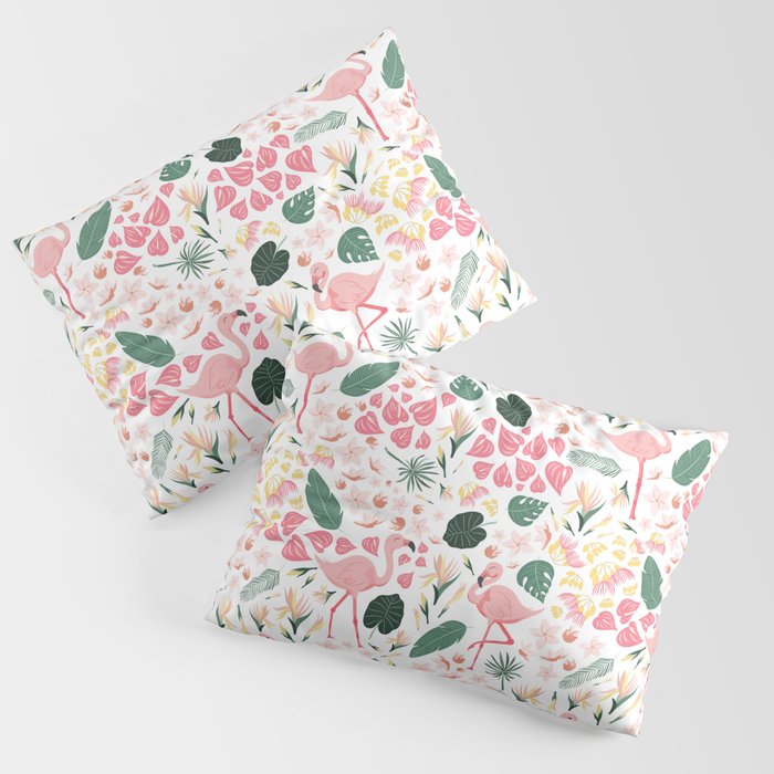 Pink Flamingo Tropical Spring Pillow Sham