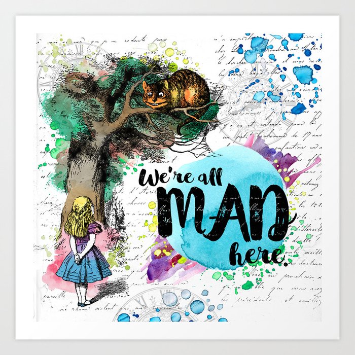 Alice in Wonderland Wrapping Paper We're All Mad Here Gift Wrap
