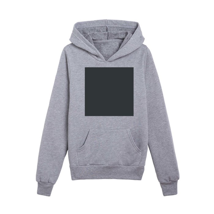 Dark Gray Solid Color Pantone Forest River 19-4405 TCX Shades of Black Hues Kids Pullover Hoodie