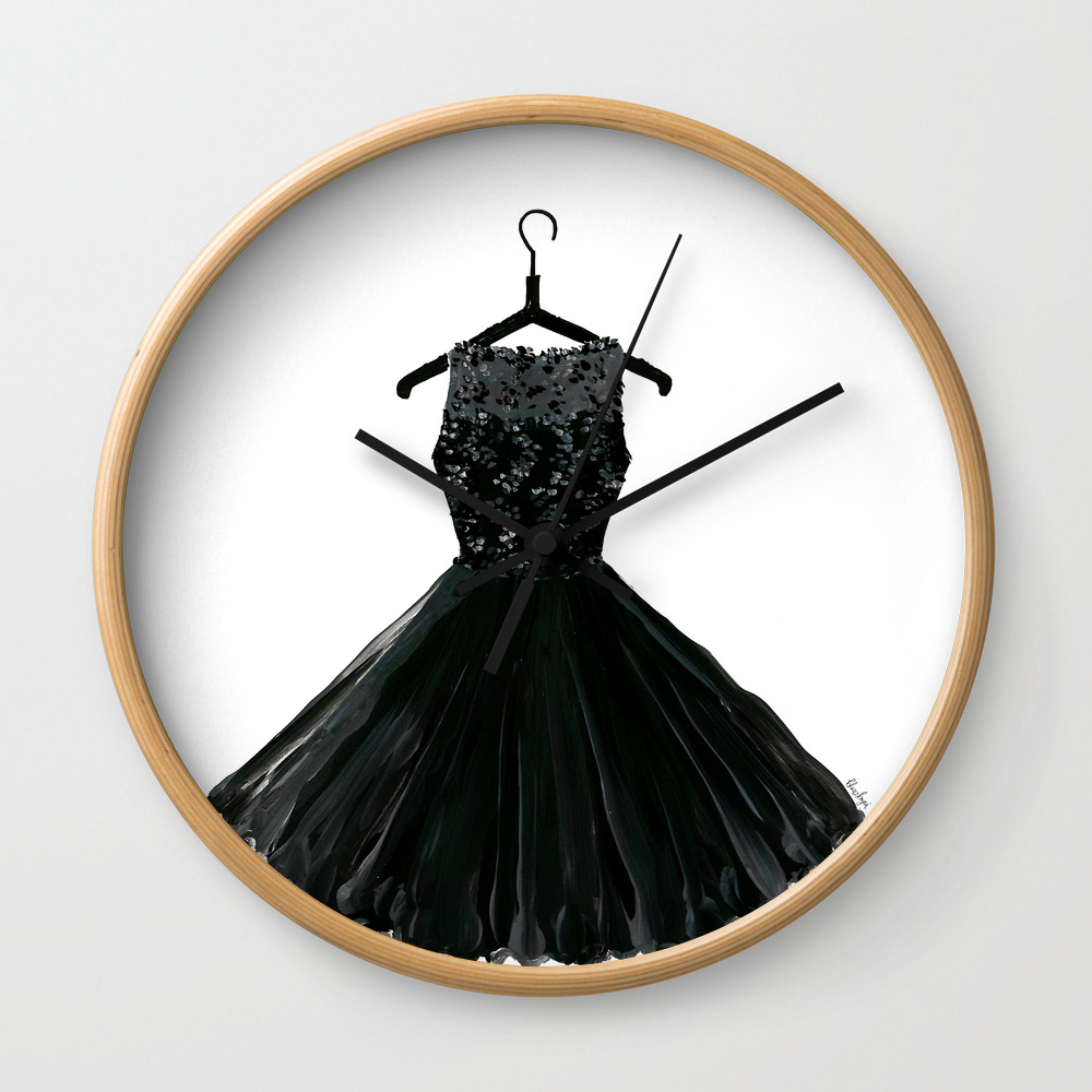 Little Black Dress On A Hanger Wall Clock By Blursbyaishop Society6
