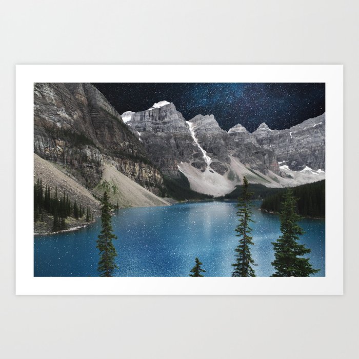 Northern Blues Art Print | Photography, Digital-manipulation, Photography, Moraine-lake, Banff, Alberta, Mountains, Trees, Lake