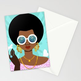 Afro Hairstyle Fashion Girl Stationery Card