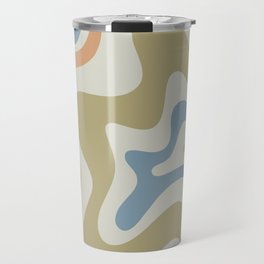 Retro Liquid Swirl Abstract Pattern in Muted Celadon Blue Green Travel Mug