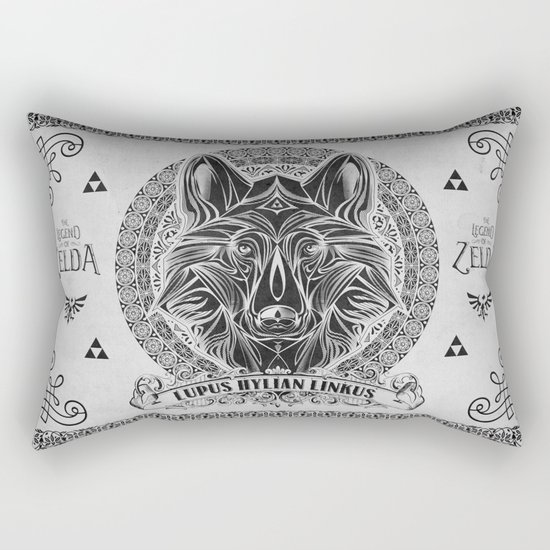Legend of Zelda Twilight Wolf Link Line Art Rectangular Pillow