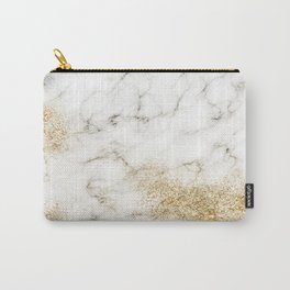 White and Gold Marble Swirl Carry-All Pouch