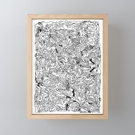 Lots of Bodies Doodle in Black and White Framed Mini Art Print