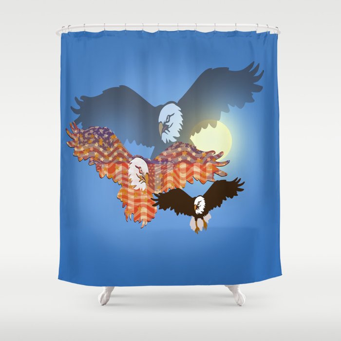 American Eagles Tribute Blue Shower Curtain By Krystinekercher American Eagles Tribute Blue Shower Curtain