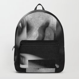 The Unreality of Imagining Backpack | Statue, Grey, Eyes, Paper, Mouth, Black, White, Abstract, Geometric, Sculpture 