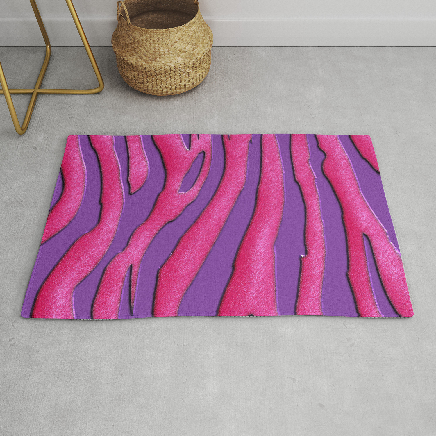 Bright Purple Pink Zebra Print Rug By Serigraphonart Society6