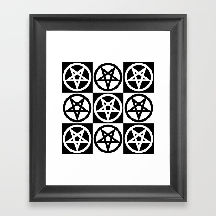 Pentagrams Pattern--Black & White Framed Art Print