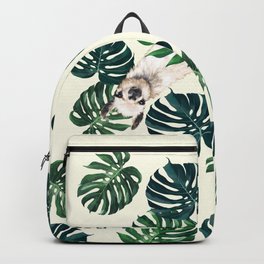 Sneaky Llama with Monstera Backpack