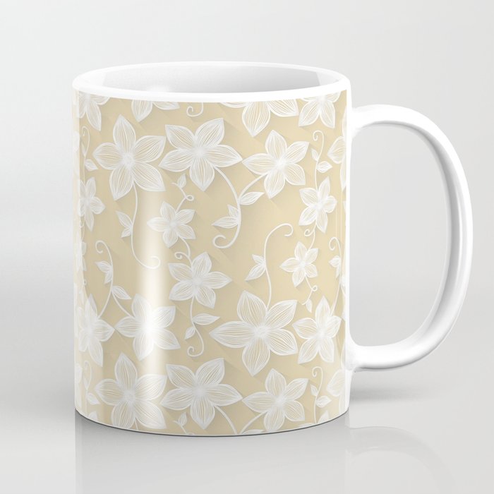 Modern Gold White Abstract Floral Pattern Coffee Mug