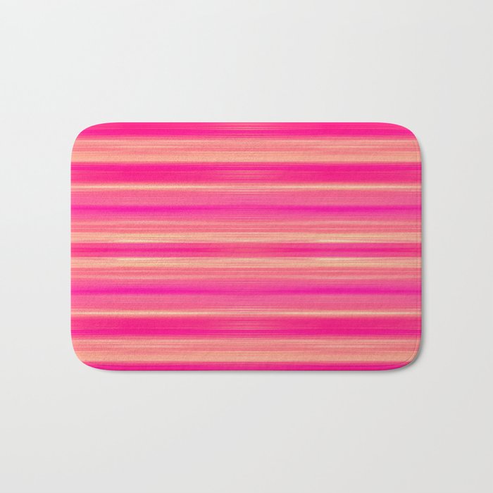 Coral and Pink Brush Stroke Painted Stripes Bath Mat