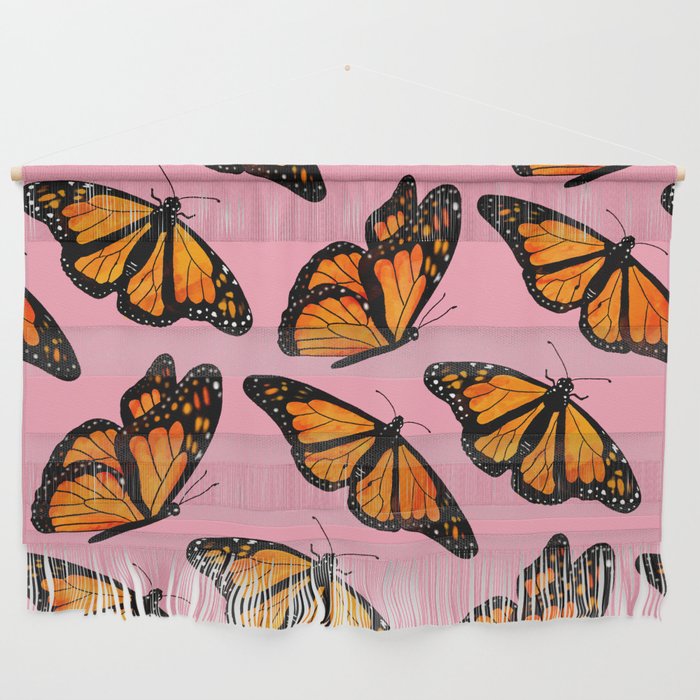 Monarch Butterfly Pattern-Pink Wall Hanging