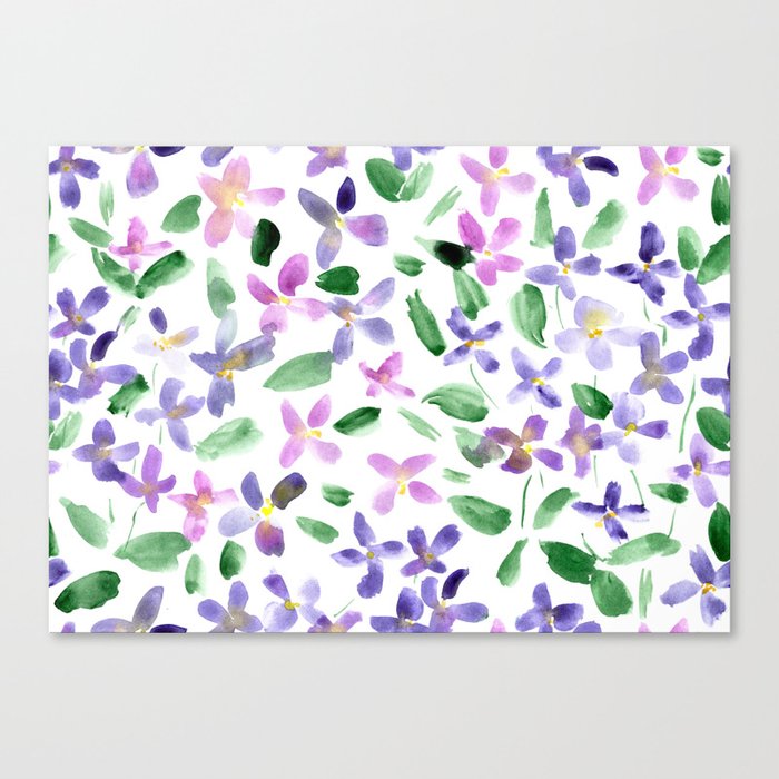 Lilac baby flowers - watercolor spring florals Canvas Print